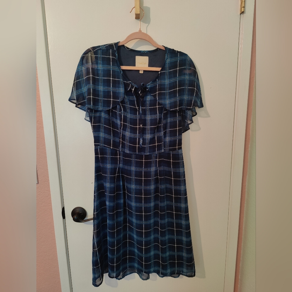 Modcloth Navy Checkered Midi Dress
